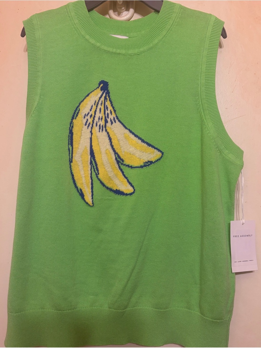 Woman’s Lime Green Banana Knit Tank Vest